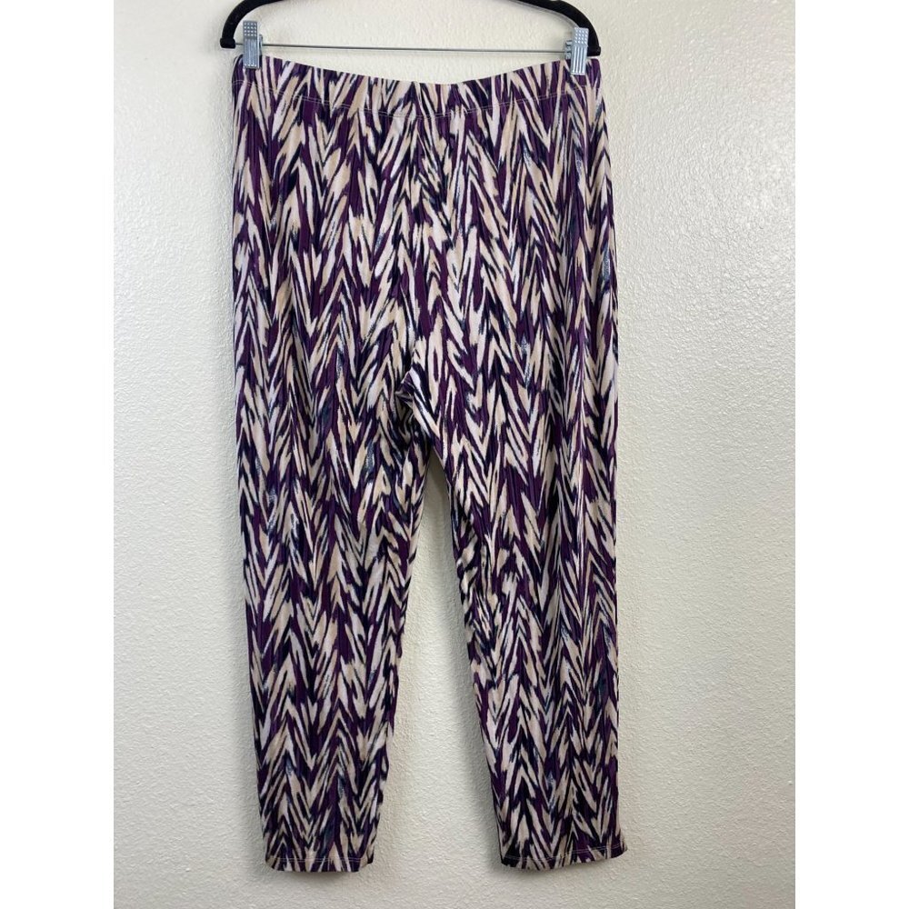 Chico's Travelers Slinky Knit Pants Womens size 14 Purple Cream career Office